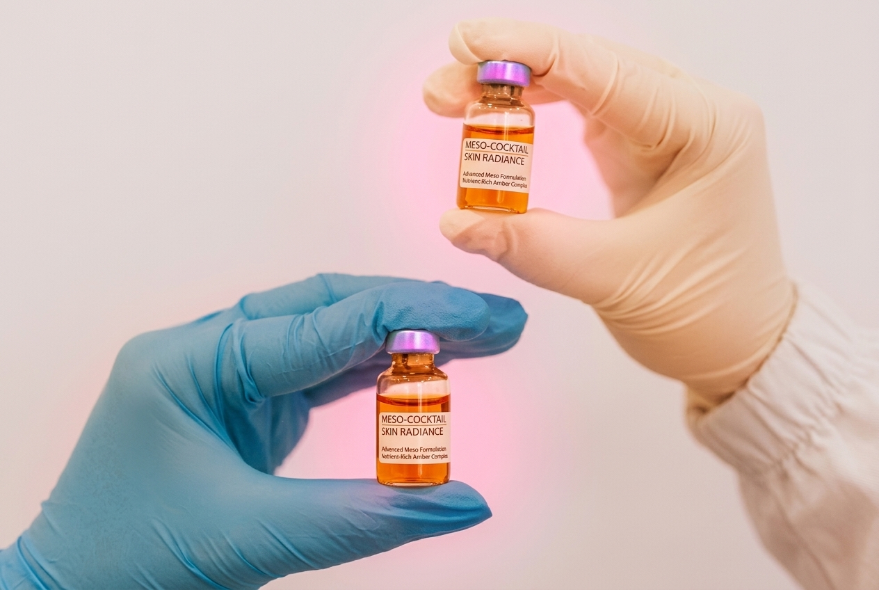 Mesoterapia facial en SkinCenter Concepción - Frascos Meso-Cocktail Skin Radiance con fórmula Pink Glow y Ámbar para luminosidad de la piel