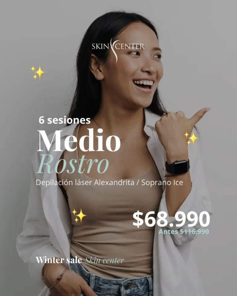 Pack 6 sesiones depilación láser Medio Rostro SkinCenter