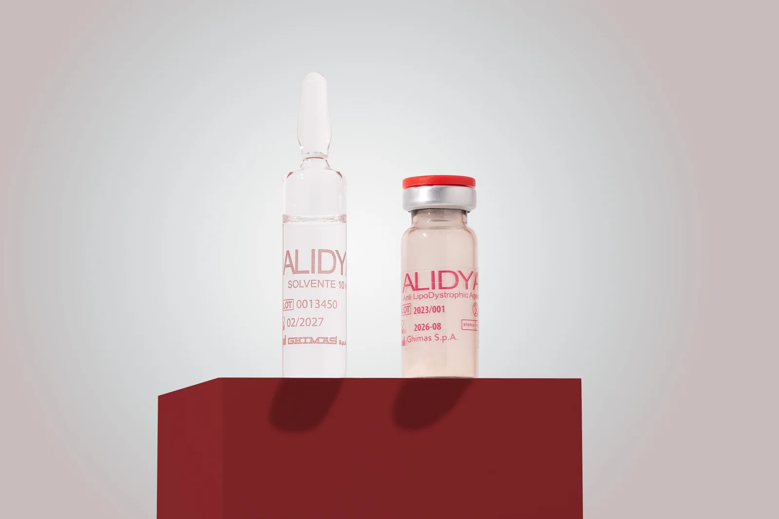 Vial de Alidya y ampolla de solvente de 10 ml, tratamiento inyectable para la celulitis
